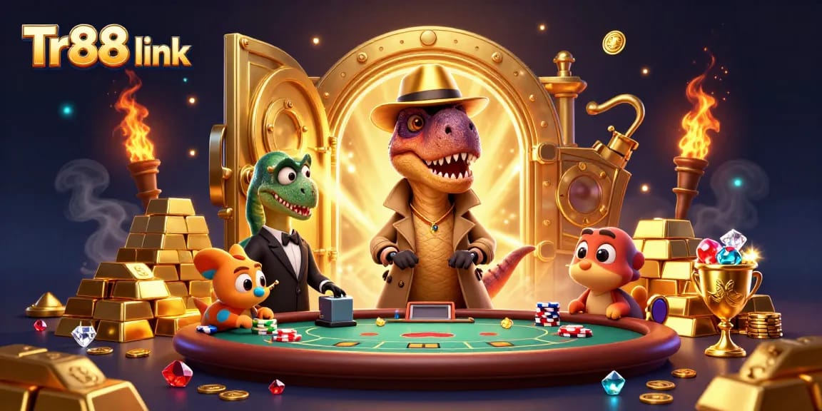 Experience the excitement of Tr88 link with a heist at the casino featuring a velociraptor and unique treasures.