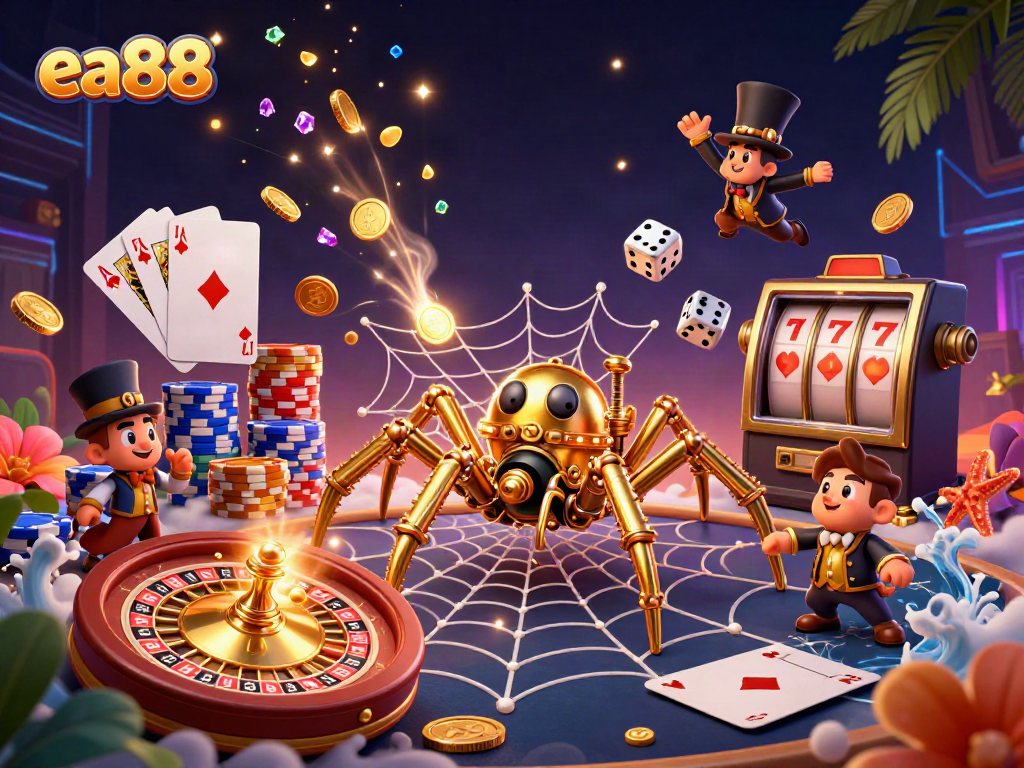 Catch golden coins and luck with ea88 in this dynamic casino scene.