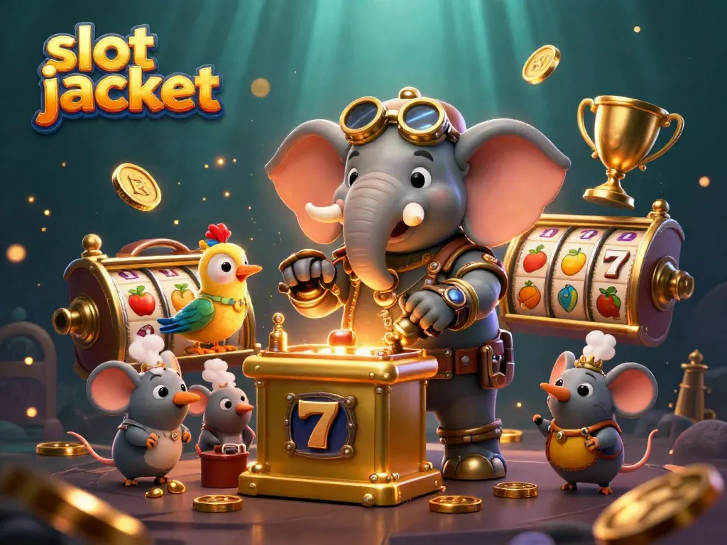 Spin the slot jackpot to win big with a colorful steampunk elephant engineer!