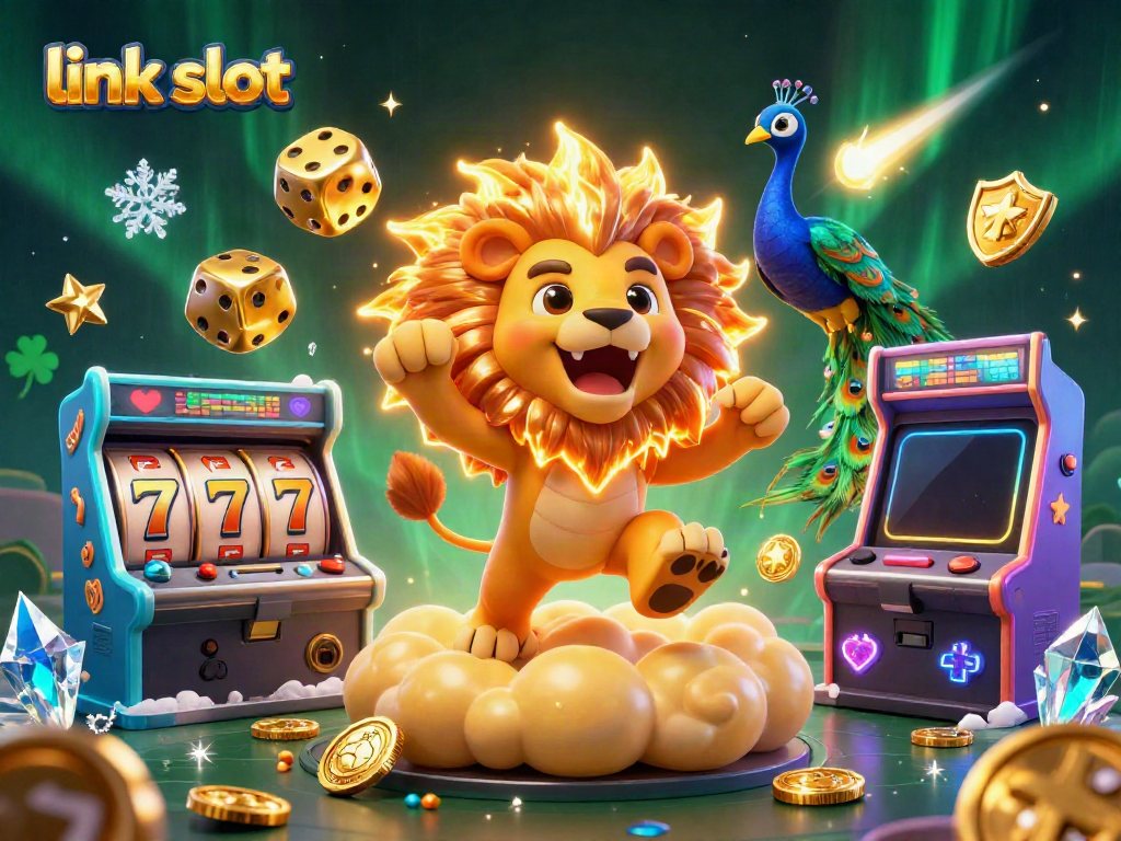 Experience the thrill of winning on link slot with vibrant casino elements and captivating characters.