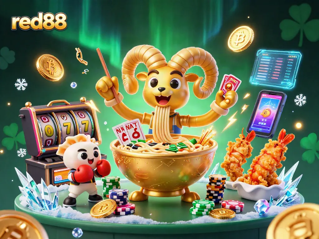 Experience thrilling gameplay at red88 with a vibrant casino scene featuring characters and crypto elements.