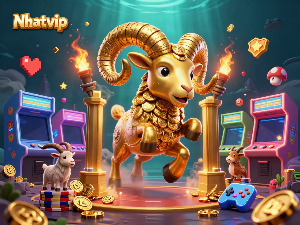 Nhatvip showcases vibrant arcade elements blended with casino themes in a captivating 3D illustration.