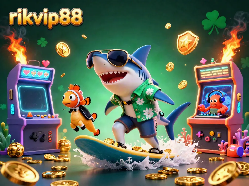 Experience the thrill of rikvip88 with vibrant 3D characters celebrating casino wins amidst gold coins.